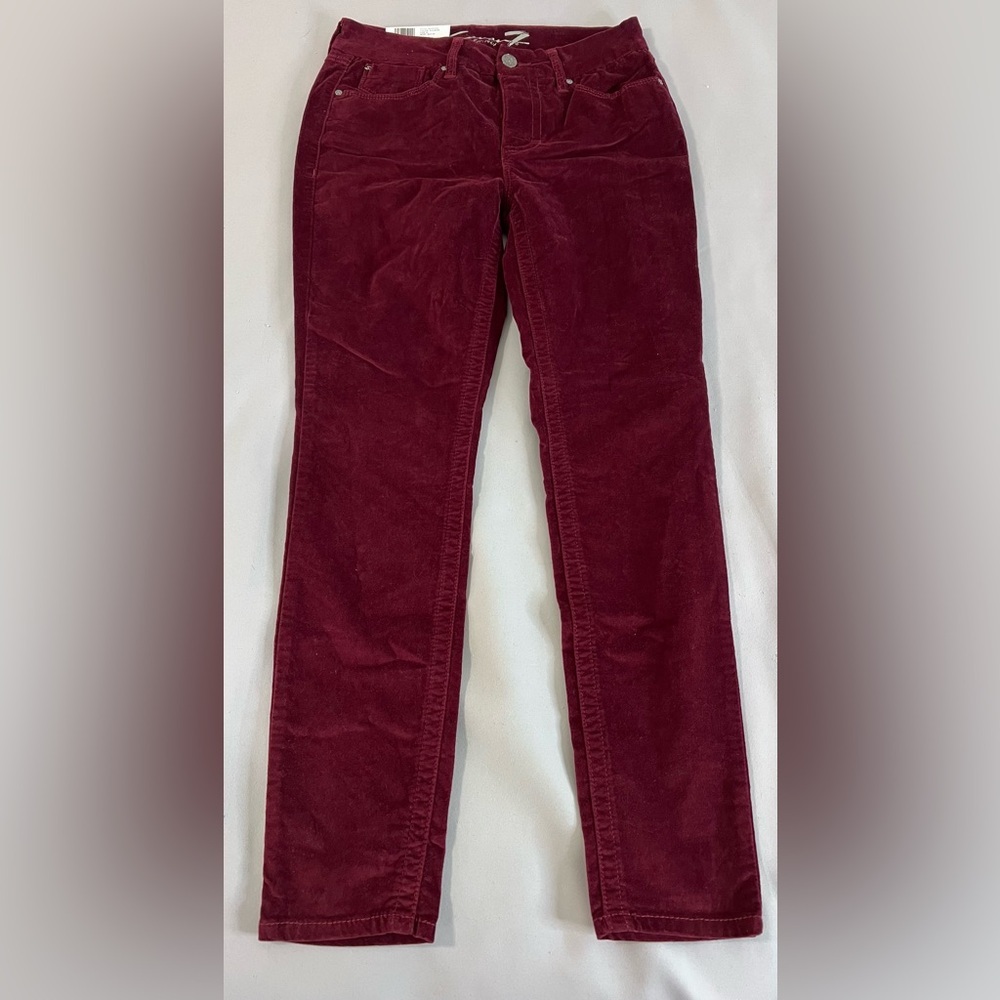 Seven 7 Women's Size 8 Velvet Tummyless High Rise Skinny‎ Pant Rhubarb Slimming